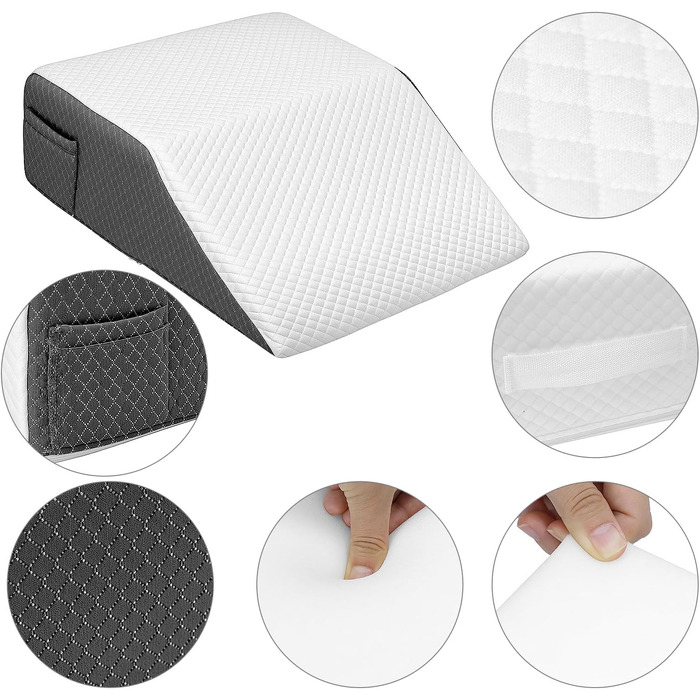 Подушка для ніг QWORK® 61x51x20 см, ергономічна з піни Memory Foam для підтримки вен, подушка для підняття ніг