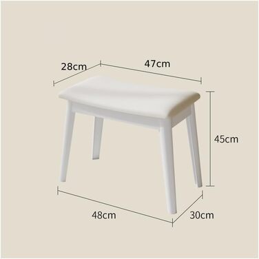 Пуф для туалету/макіяжу Balama білий, з штучної шкіри, 47x28x45 см, до 150 кг