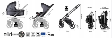 Дитячий візок EMJOT NERI COBALT FLEUR 2в1 — багатофункціональний