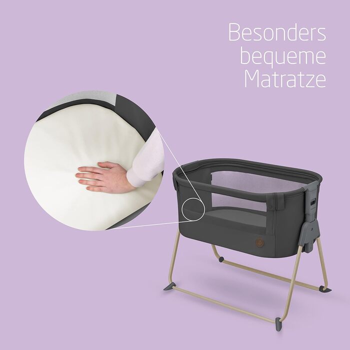 Ліжечко-колиска Maxi-Cosi Tori 2-в-1 для новонароджених, компактне, 0-6 міс., 0-9 кг, 5 рівнів висоти, сітка, колір графіт