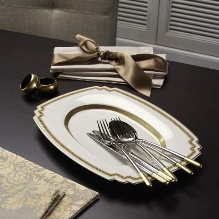 Столовий набір Villeroy & Boch Ella, 30 предметів, золочений, для 6 осіб, нержавіюча сталь з позолотою, придатний для посудомийної машини