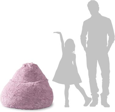 Дитячий пуф Lumaland Fluffy, м'який плюш, 60x45 см, знімний чохол, для кімнати дівчат та хлопців, 120 л, темно-фіолетовий