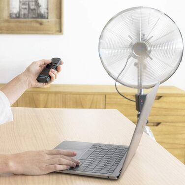 Вентилятор підлоговий Cecotec EnergySilence 80W, 30 см, дерев'яний штатив, регульована висота до 90 см, 3 швидкості (1600 Woody Smart)