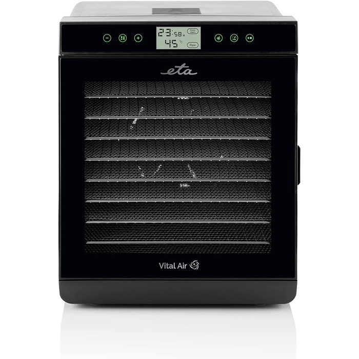 Сушарка для фруктів ETA Vital Air 2 з регулюванням температури 35-70°C, Air Flow, LCD-дисплей, 10 решіток з нержавіючої сталі