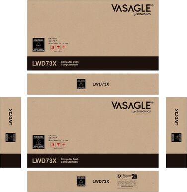 VASAGLE кутовий письмовий стіл L-подібний для геймінгу та роботи, 149x149x76 см, економія простору, простий монтаж, вінтажно-коричневий з чорним