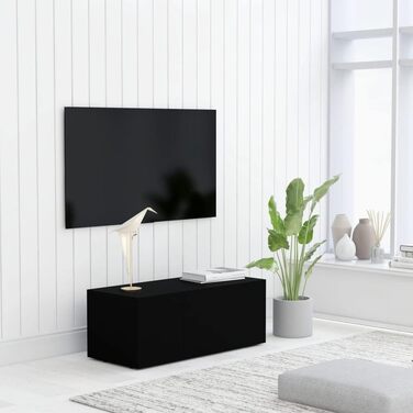 vidaXL ТВ тумба з 3 шухлядами, чорна, 80x34x30 см, ДСП