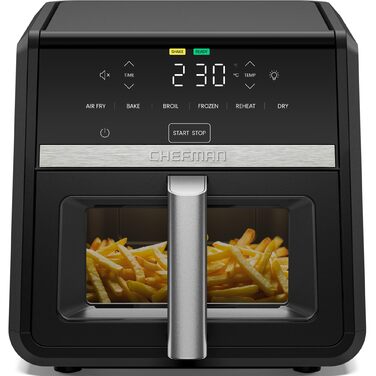 Фритюрниця Chefman TurboFry 8.5 л, 6-в-1, чорна: смаження, випікання, гриль, розігрів, гідратація, розморожування