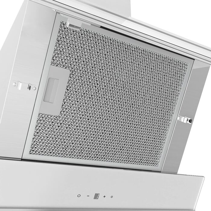 Витяжка кухонна CIARRA ASB6736N 60 см, 650 м³/год, нержавіюча сталь та чорне скло, керування через App та Touch, режим рециркуляції/відведення, вугільний фільтр CBCF003, білий колір