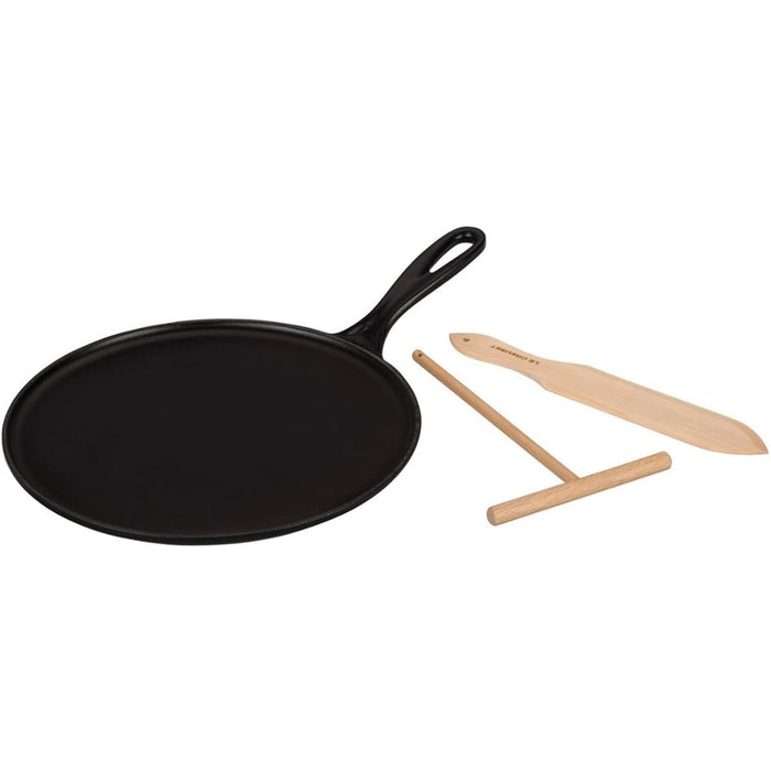 Сковорода для крепів Le Creuset з дерев'яним шкребком, чавун, 27 см, Cerise (Вишневий)