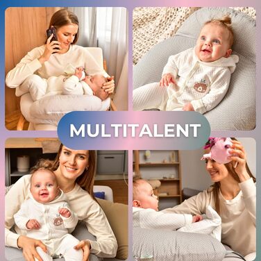 Подушка для годування і вагітних Comfortcuddle з регульованим поясом, безпекова подушка для мами і дитини, сірий з горошком, 60x72x16 см