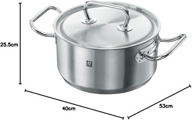 Набір каструль ZWILLING Twin Classic 5-ти частинний, з кришкою, для індукційних плит, не покритий, з нержавіючої сталі, срібний
