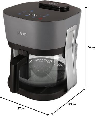 Аерофритюрниця Lauben Glass&Steam 4500BG зі скляним кошиком та функцією пари, 8 програм, 4.5л
