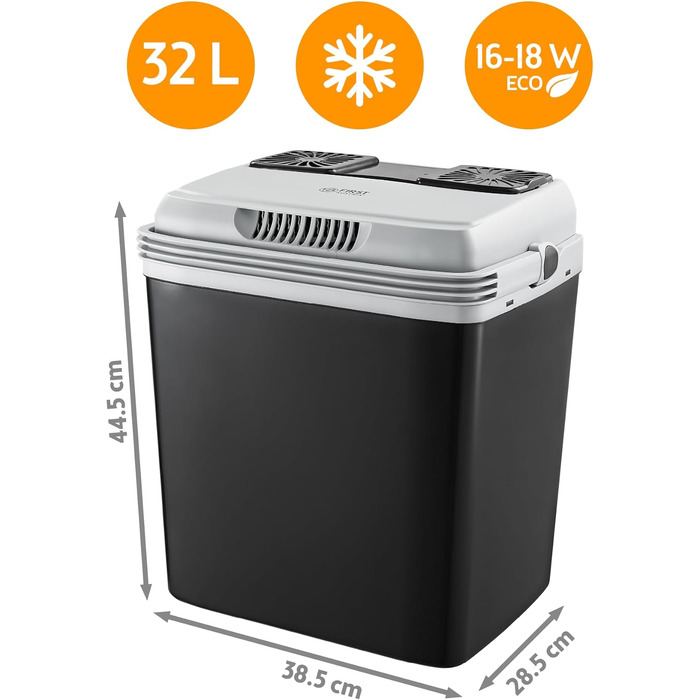 Автомобільний холодильник First Austria 32л, 230V/12V/USB-C PD 3.0, чорно-сірий - мобільний міні-бар для авто та кемпінгу