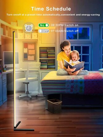 LED торшер DeeprBling для вітальні 165 см, кутова RGB лампа з димуванням, пультом і додатком, 16 млн кольорів, музичний та DIY-режими, таймер, для спальні, ігрової кімнати, офісу, читального залу, трикутна база