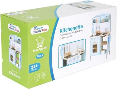 Дитяча кухня New Classic Toys 11065, сучасна, з плитою, синя, багатобарвна