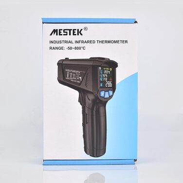 Інфрачервоний термометр MESTEK, цифровий лазерний пірометр з K-зондом, безконтактний, LCD-дисплей, регульований коефіцієнт емісії, діапазон -50°C ~ 800°C, для кухні, гриля, авто, жовтий