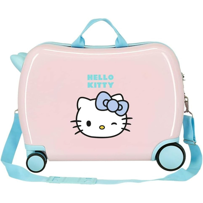 Дитяча валіза Hello Kitty синя 50x39x20 см, жорсткий пластик, 34 л, 4 колеса, кодовий замок, ручна поклажа