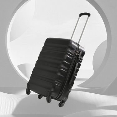 Валіза COOLIFE із жорстким корпусом, середня, чорна, з TSA-замком та 4 колесами