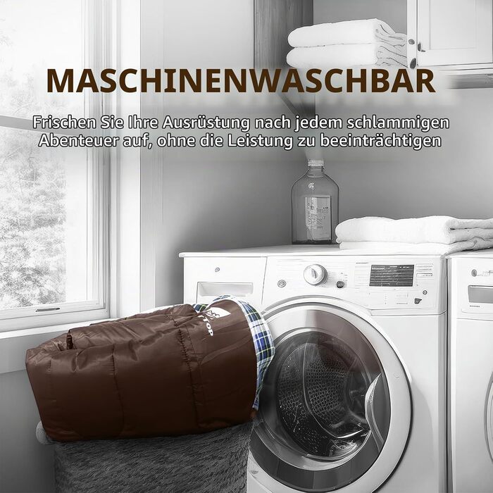 Спальний мішок GEERTOP XXL на 4 сезони з фланелі, великого розміру (220x100 см) для дорослих, для кемпінгу, походів та подорожей (Коричневий)