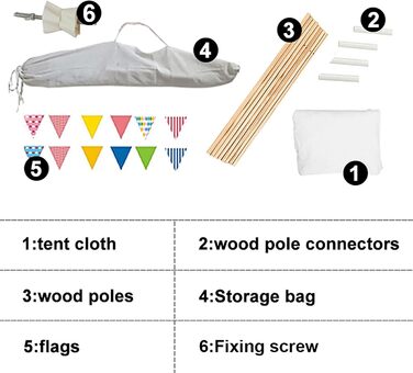 Дитячий намет-типі Kindertipi Dacron 120x120x160 см з вікном, миється, для дитячої кімнати, 4-х стовпчиків, білий