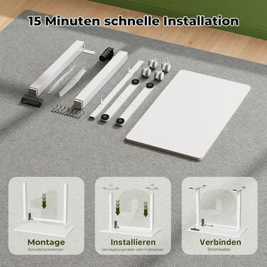 Електричний регульований стіл Gibbon Mounts 88x50 см для дому та офісу, білий
