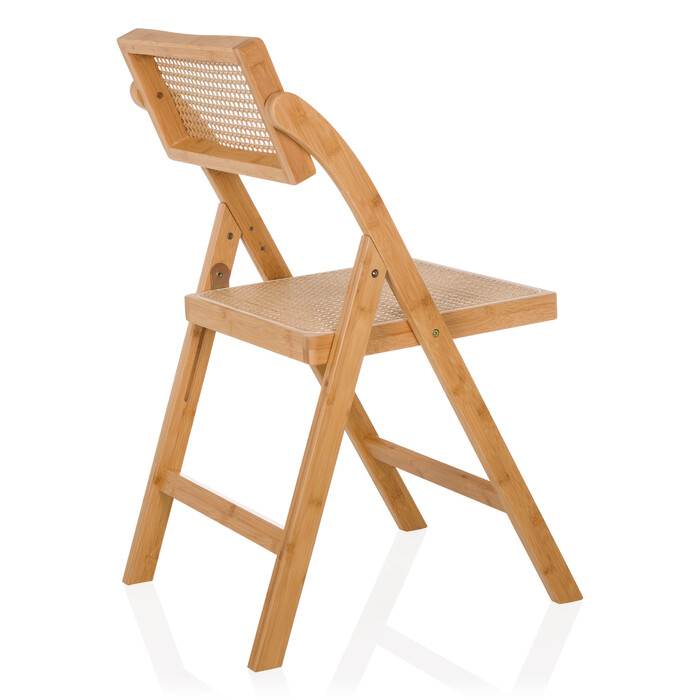 Складане обіднє крісло TUDELA BAMBOO з бамбука та ротанга, коричневе, hjh LIVING