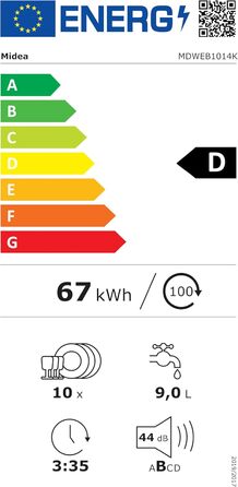 Посудомийна машина Midea SF 3.45N PRO: 9 комплектів, Inox, Wi-Fi, 5 програм, 47 dB