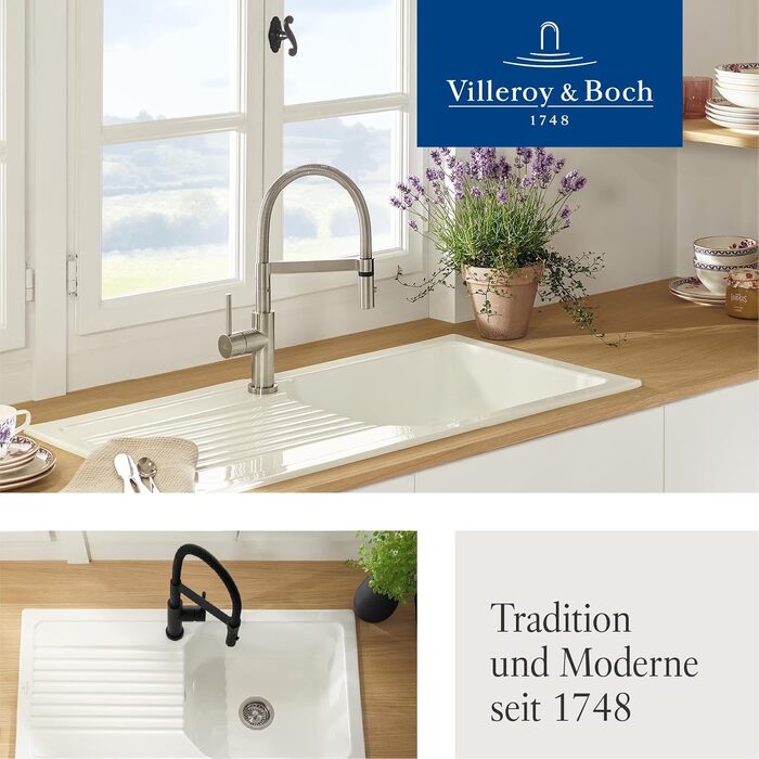 Змішувач кухонний Villeroy & Boch Steel Expert Compact, нержавіюча сталь, з висувним гусаком та перемикачем режимів, для мийки, економія води