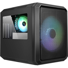 Корпус для ПК iTek QBO 8 EVO Micro ATX з ARGB вентиляторами, USB 3.0, кардрідером, трьома прозорими вікнами, чорний