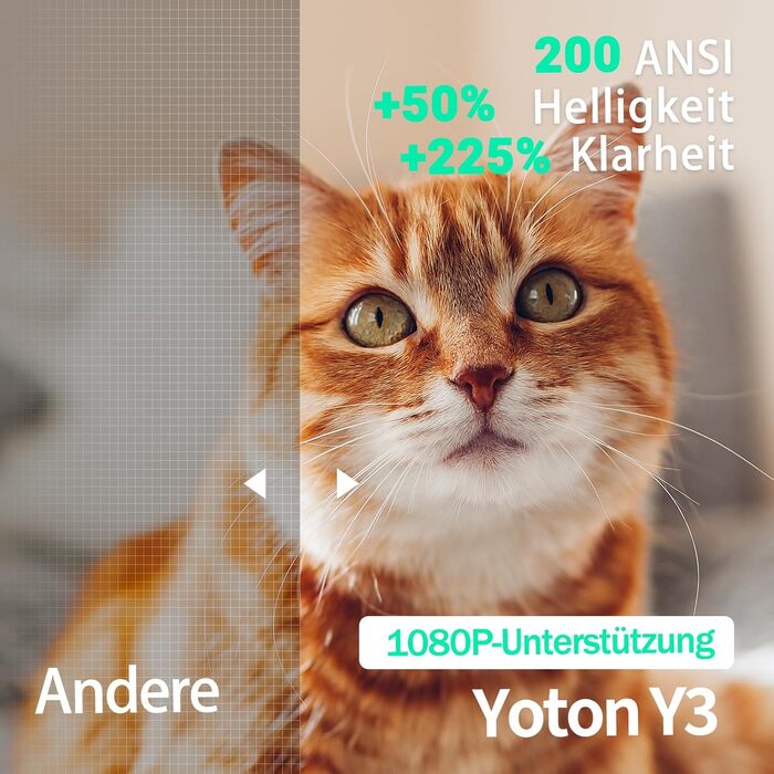 YOTON Mini Beamer 1080P: Портативний проектор для дому, кінотеатру, PS5, HDMI/USB, з автокорекцією та поворотом на 180° - Чорний
