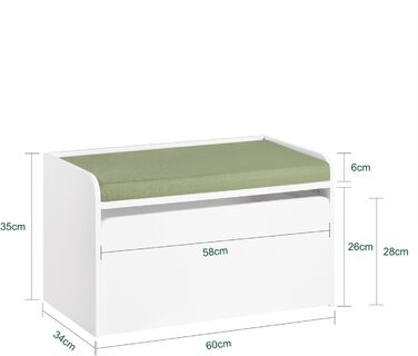 Дитяча іграшкова скриня SoBuy KMB80-W з подушкою, біла, 60x35x34 см