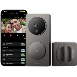 Відеодзвінок Aqara G4 із дзвінком, 1080p FHD, підтримка HomeKit, локальне розпізнавання облич, автоматизація, сумісний з Alexa, Apple Home, Google, сірий