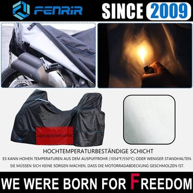Мотоциклетний чохол FENRIR 230 см, водонепроникний, зимовий, 420D Oxford, для вулиці, зберігання з верхнім кофром, термостійкий, захист лаку, 230x100x143 см