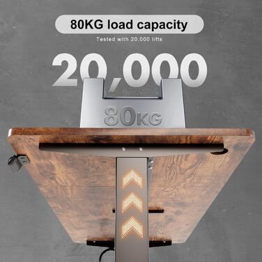 Електричний регульований стіл Devoko 140x60 см з кабель-каналом, ергономічний комп'ютерний стіл для роботи стоячи та сидячи, 2-позиційна пам'ять, вінтажний коричневий
