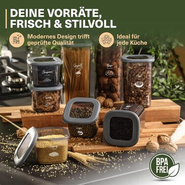 Набір контейнерів для зберігання продуктів 24 шт. з кришкою, BPA-Free, сірі