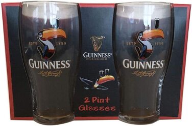 Пивні келихи Guinness з туканом, 2 шт, скло, оригінал
