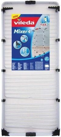 Сушарка для білизни Vileda Mixer 4, 4 рівні, 40 м, на коліщатках, для 4 завантажень, гнучкі з'єднання, 71,5×19×16,6 см