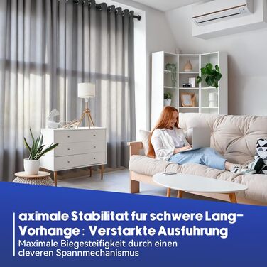 Телескопічний карниз для штор Vista без свердління 390-480 см, розпірна штанга чорна, діаметр 32 мм, протиковзальна з функцією фіксації