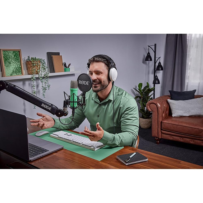 RØDE NT1 Signature Series студійний конденсаторний мікрофон з великою діафрагмою, shockmount, поп-фільтром та XLR-кабелем для музики, вокалу, стрімінгу й подкастингу (зелений)