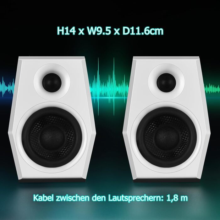 Sanyun SW209 - Комп'ютерні ігрові колонки 36W з RGB-підсвічуванням, Bluetooth 5.2, USB/AUX, 3 режими EQ (Гра/Фільм/Музика), 2.75