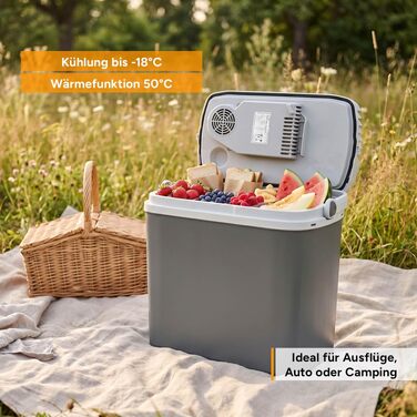 Автомобільний холодильник/термос First Austria 20л, 12/230V/USB-C PD 3.0, охолодження та підігрів, чорний/сірий