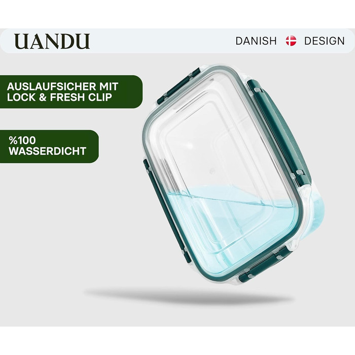 Набір контейнерів для зберігання продуктів Uandu Lock & Fresh 16 шт, герметичні пластикові контейнери з кришкою, для їжі, для мікрохвильовки та морозильної камери, жовті