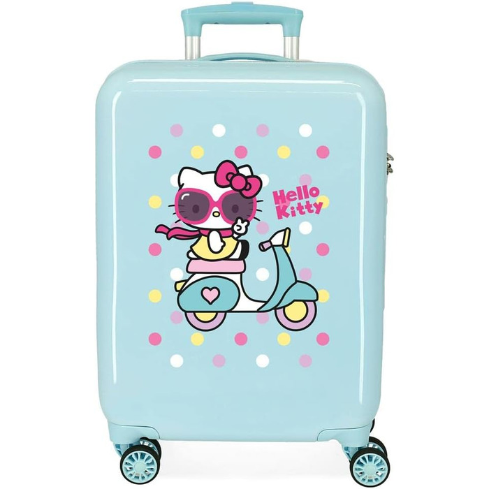 Дорожня валіза Hello Kitty Girl Gang, бірюзова, 38x55x20 см, ручна поклажа