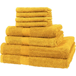 Набір рушників 8 шт: 4×30x30 см, 2×140x70 см, 2×100x50 см, жовті