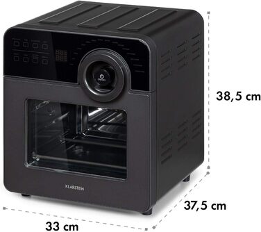Аерофритюрниця Klarstein AeroVital Cube Chef 1700 Вт, 16 програм, 14 л, сенсорне керування, з нержавіючої сталі, чорна