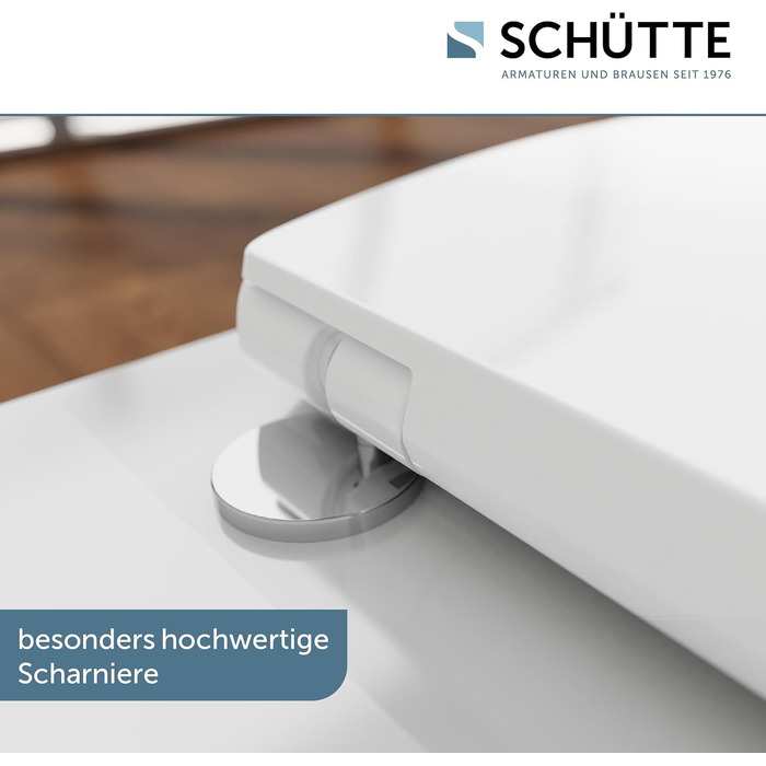 Сидіння для унітаза SCHÜTTE з мікроліфтом (Soft-Close), біле, матеріал Duroplast, Slim дизайн, витримує до 200 кг