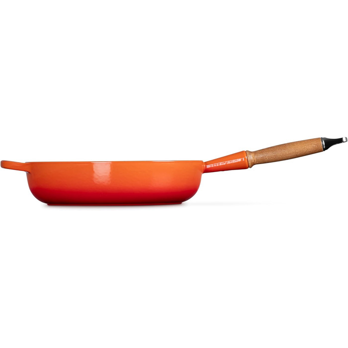 LE CREUSET сковорода жаровня з чавуну з дерев'яним ручками 28 см, колір 'Огневий Рубін'