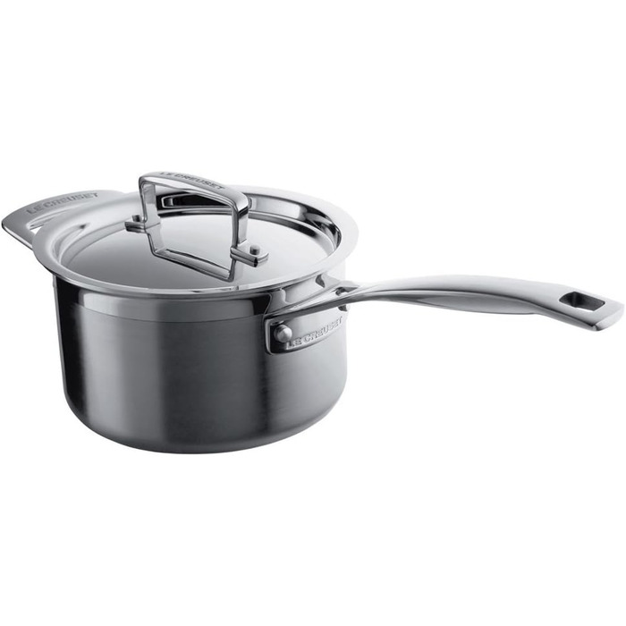 Каструля Le Creuset з нержавіючої сталі з кришкою, Ø 16 см, для всіх типів плит (включаючи індукцію), срібна