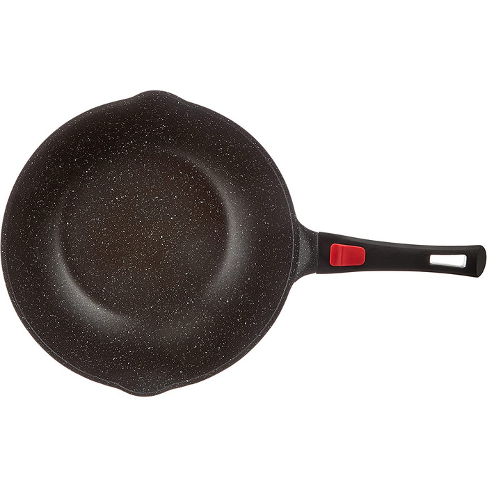 Wok Kamberg 30 см, знімна ручка, алюмінієвий, антипригарне кам'яне покриття, з кришкою, для всіх плит (індукція), PFOA-вільний, чорний