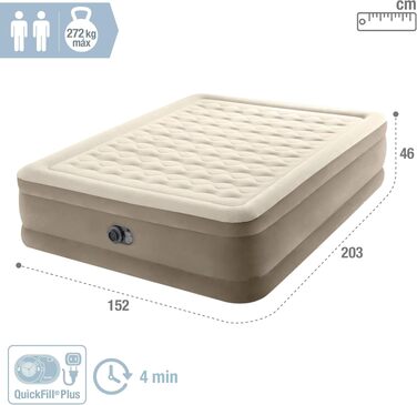 Надувний матрац Intex Queen Ultra Plush Fiber-Tech RP 152x203x46 см (64428ND) - двоспальний, флокований